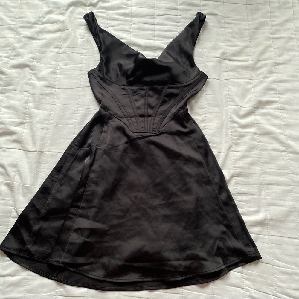 Women’s Black Satin A-Line Dress